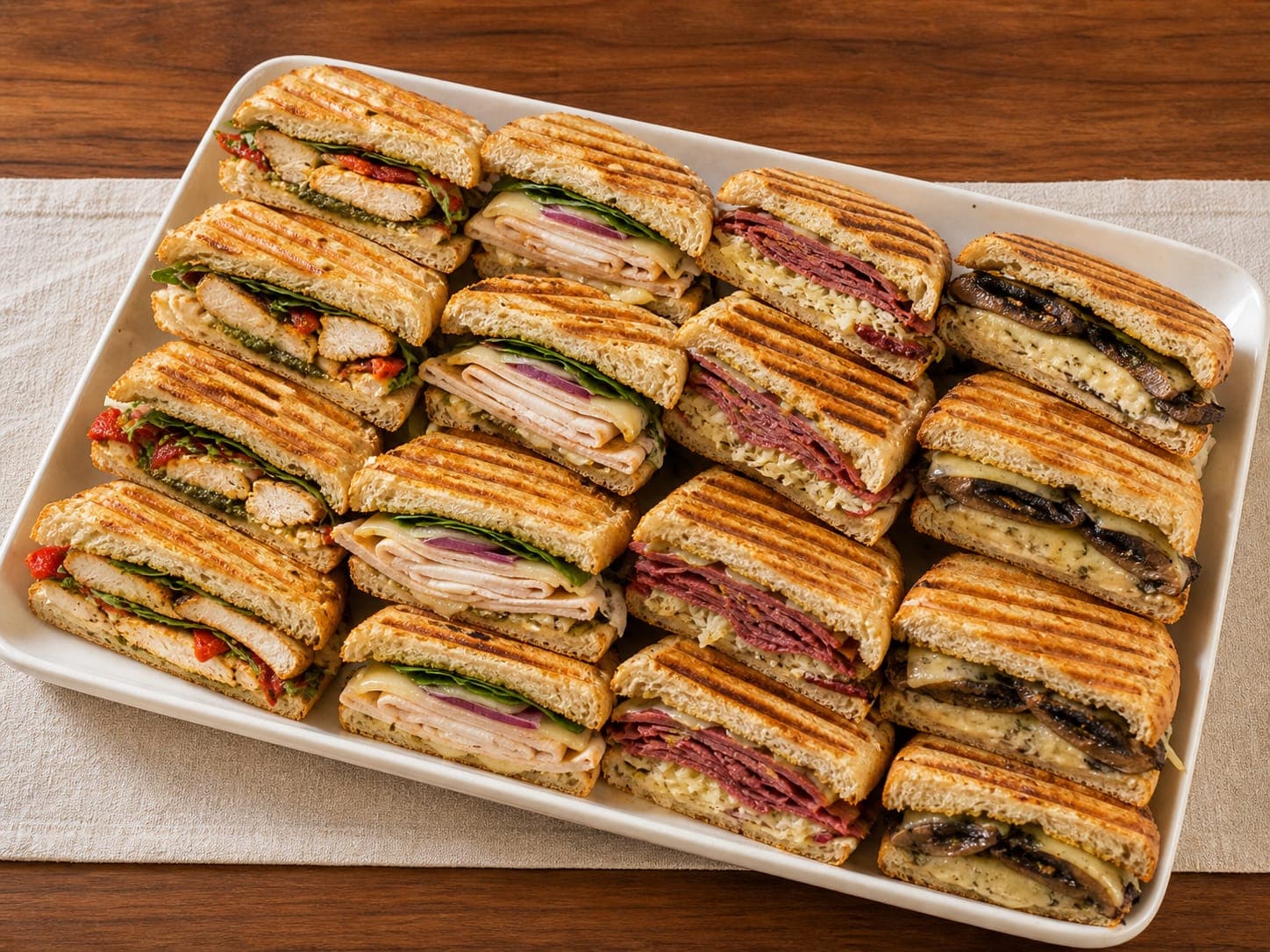Grilled panini platter from iJava Cafe catering, San Jose