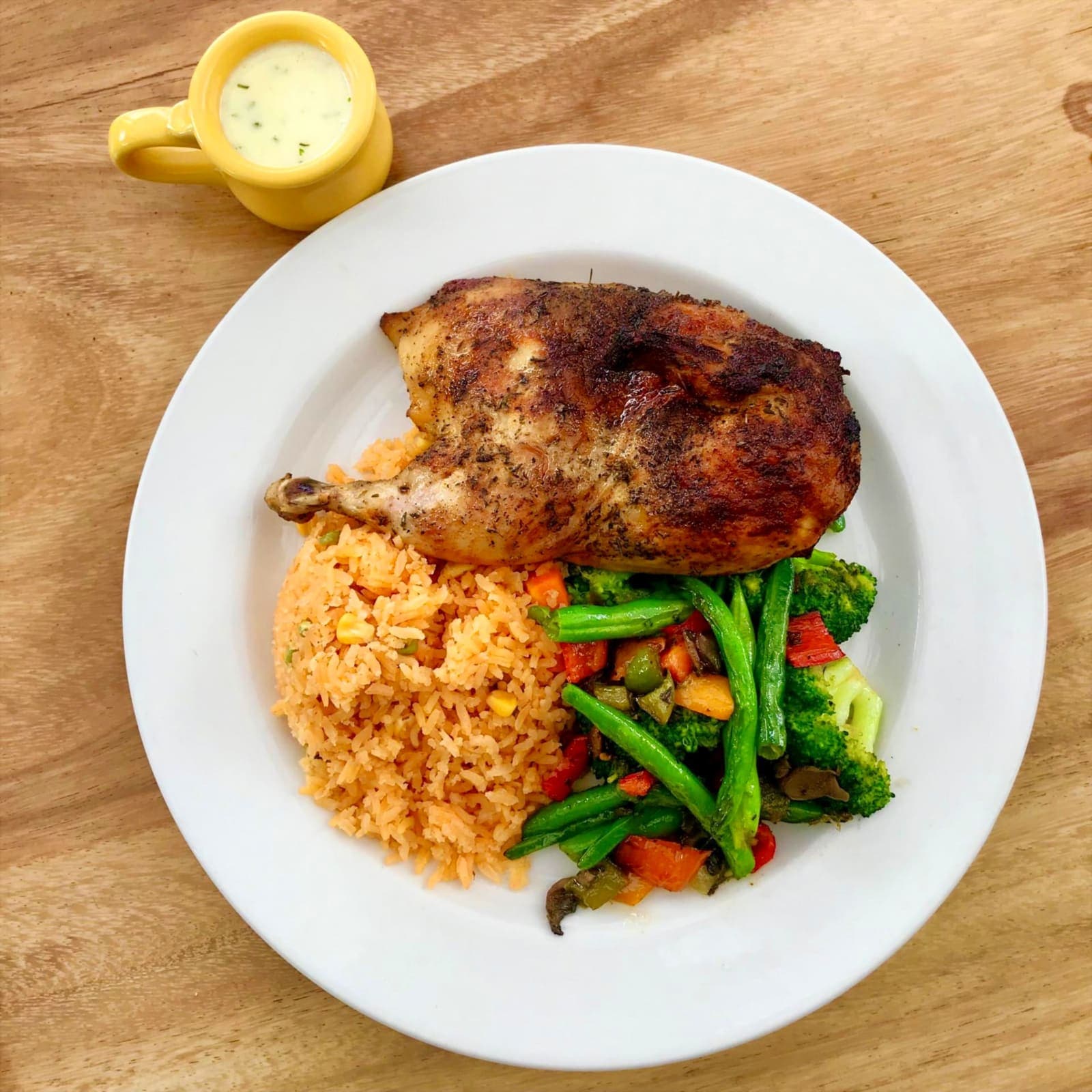 Cage-free halal roast chicken at iJava
